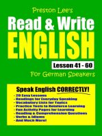 Preston Lee's Read & Write English Lesson 41: 60 For German Speakers