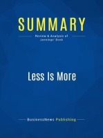 Summary: Less Is More: Review and Analysis of Jennings' Book