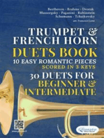 Trumpet in Bb & French Horn in F duets book | 10 Easy Romantic Pieces scored in 3 keys (30 duets)