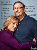 "God's 007"? Installment Five Open Letter To Rick And Kay Warren Bishop Dwight Pate And Lady Sandra Pate