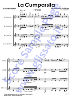 Bb Clarinet 2 part "La Cumparsita" tango for Clarinet Quartet