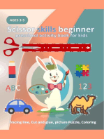 Scissor skills beginner, a preschool activity Ebook for kids ages 3-5: Activities Tracing line, Cut and glue, picture Puzzle, Coloring