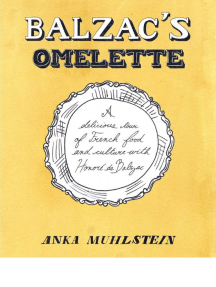 Balzac's Omelette by Anka Muhlstein - TOC, Chronology, Introduction, and Excerpt