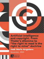 Artificial intelligence and copyright. From Thaler's dilemma to "the right to read is the right to mine" doctrine