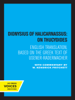 Dionysius of Halicarnassus: On Thucydides: Based on the Greek Text of Usener-Radermacher